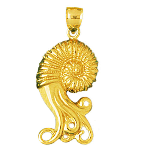 14K Gold Mollusc Cephalopod Nautilus Pendant