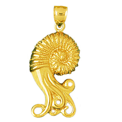 14K Gold Mollusc Cephalopod Nautilus Pendant