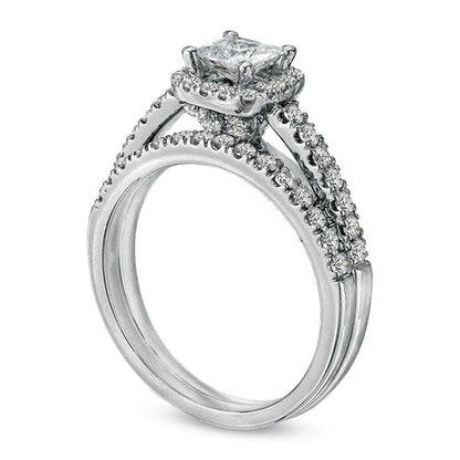 Previously Owned - Celebration Lux« 1.20 CT. T.W. Princess-Cut Natural Diamond Bridal Engagement Ring Set in Solid 14K White Gold (I/SI2)