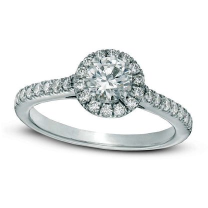 Previously Owned - Celebration Lux« 1.0 CT. T.W. Natural Diamond Frame Engagement Ring in Solid 18K White Gold (I/SI2)