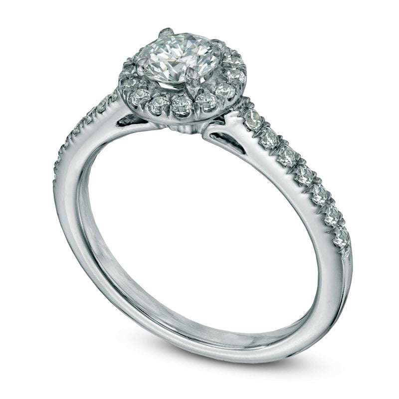 Previously Owned - Celebration Lux« 1.0 CT. T.W. Natural Diamond Frame Engagement Ring in Solid 18K White Gold (I/SI2)