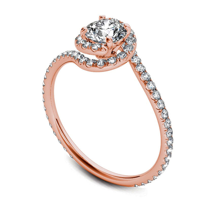 Previously Owned - 1.0 CT. T.W. Natural Diamond Bypass Swirl Engagement Ring in Solid 14K Rose Gold