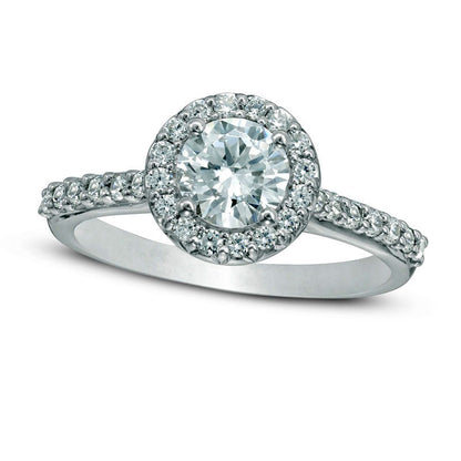 Previously Owned - Celebration Lux« 1.0 CT. T.W. Natural Diamond Frame Engagement Ring in Solid 14K White Gold (I/SI2)
