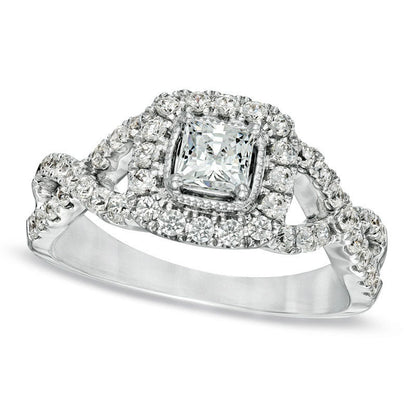 Previously Owned - Celebration Lux« 1.0 CT. T.W. Princess-Cut Natural Diamond Engagement Ring in Solid 14K White Gold (I/SI2)