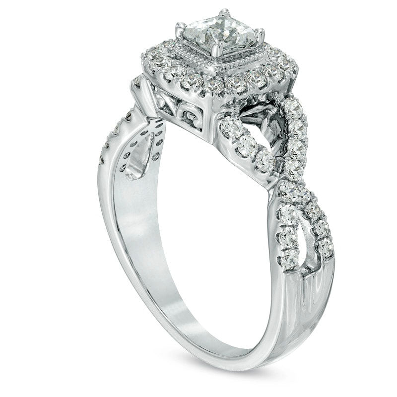 Previously Owned - Celebration Lux« 1.0 CT. T.W. Princess-Cut Natural Diamond Engagement Ring in Solid 14K White Gold (I/SI2)