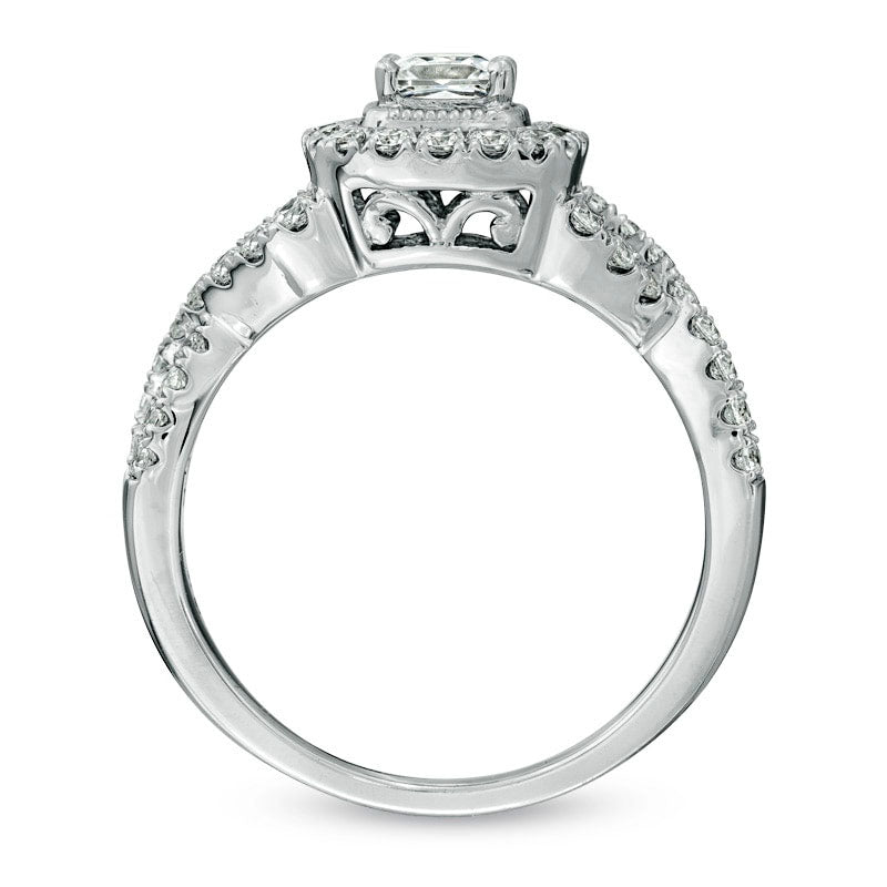 Previously Owned - Celebration Lux« 1.0 CT. T.W. Princess-Cut Natural Diamond Engagement Ring in Solid 14K White Gold (I/SI2)