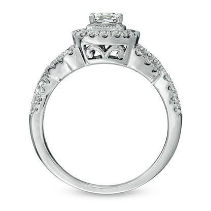 Previously Owned - Celebration Lux« 1.0 CT. T.W. Princess-Cut Natural Diamond Engagement Ring in Solid 14K White Gold (I/SI2)