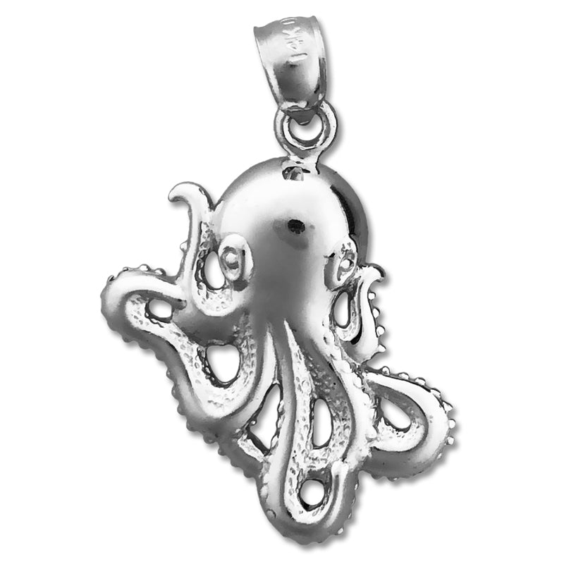 14K Gold 24MM Cephalopod Octopus Pendant