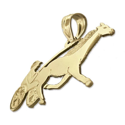 14K Gold Harness Racing Horse Pendant