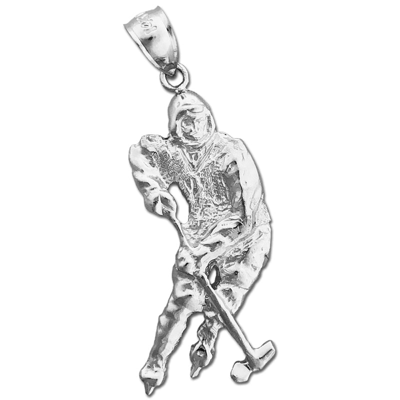14K Gold Hockey Player Pendant