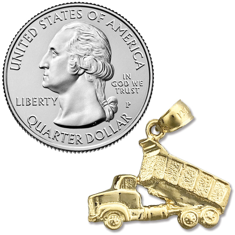 14K Gold Dump Truck Charm