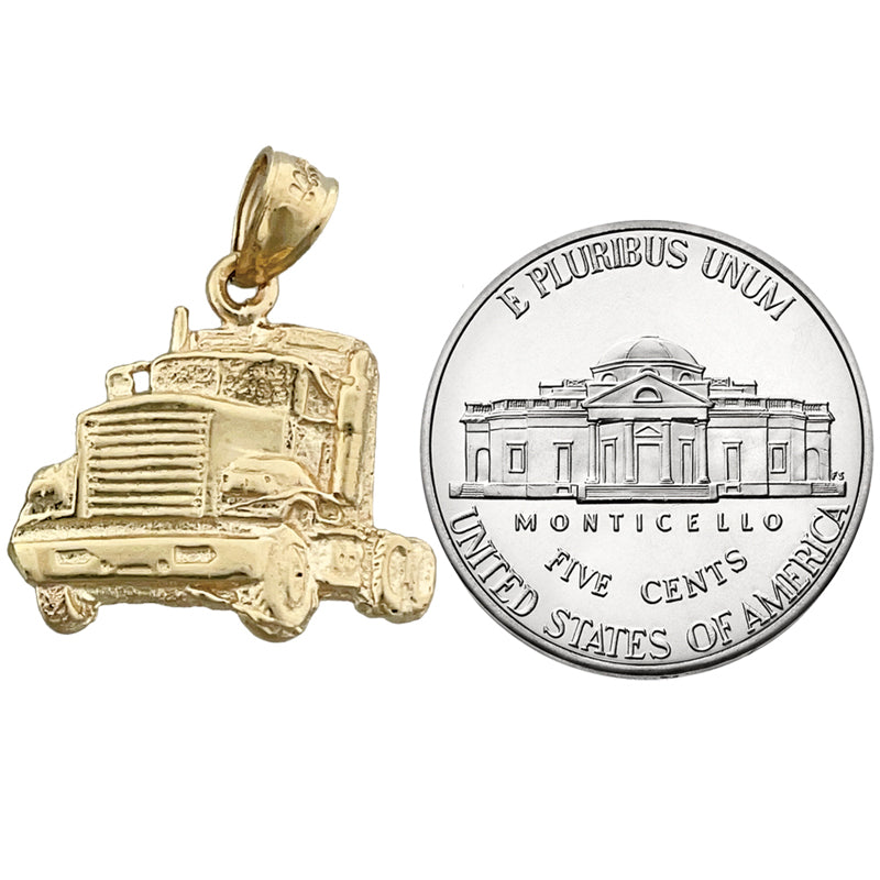 14K Gold 20MM Big Rig Truck Charm
