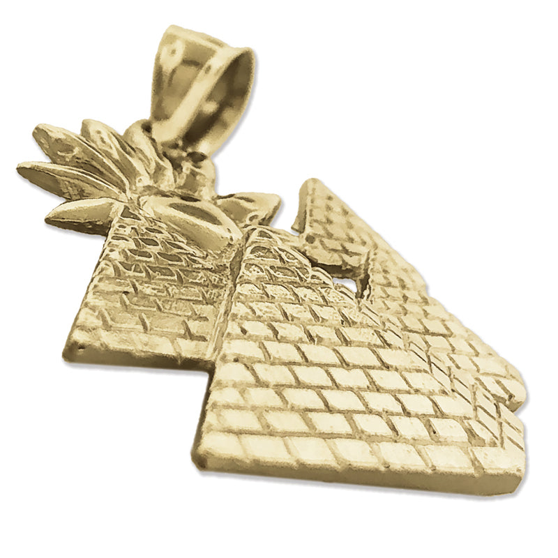 14K Gold 28MM Egyptian Pyramids with Sun Pendant