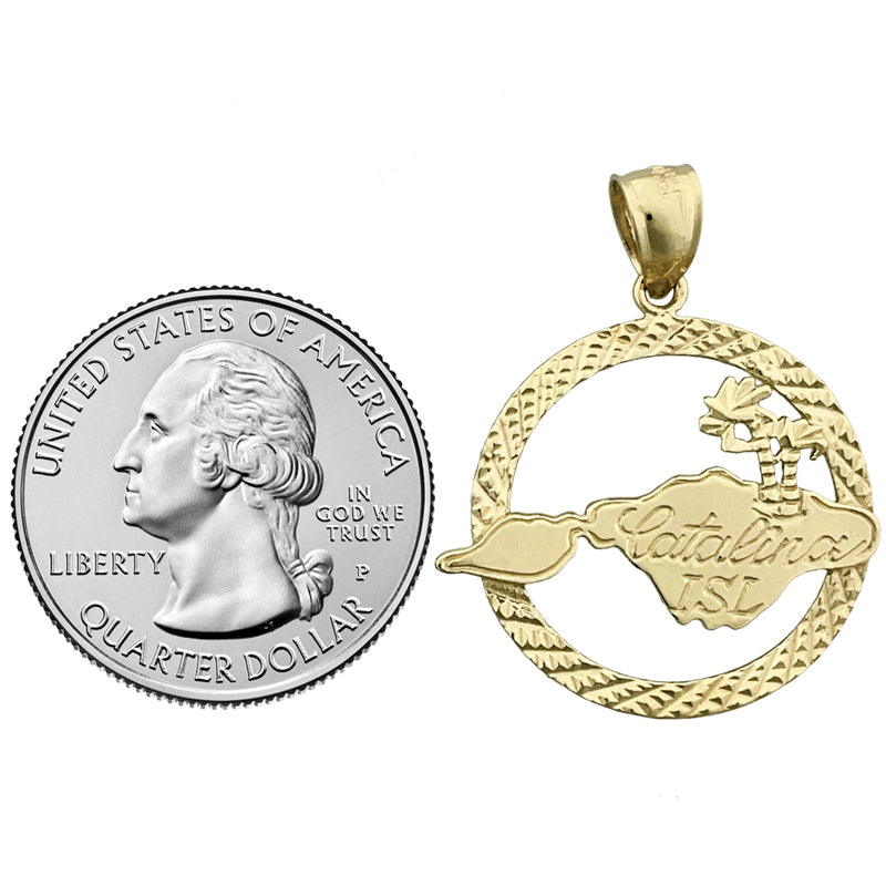 14K Gold Catalina Island Pendant