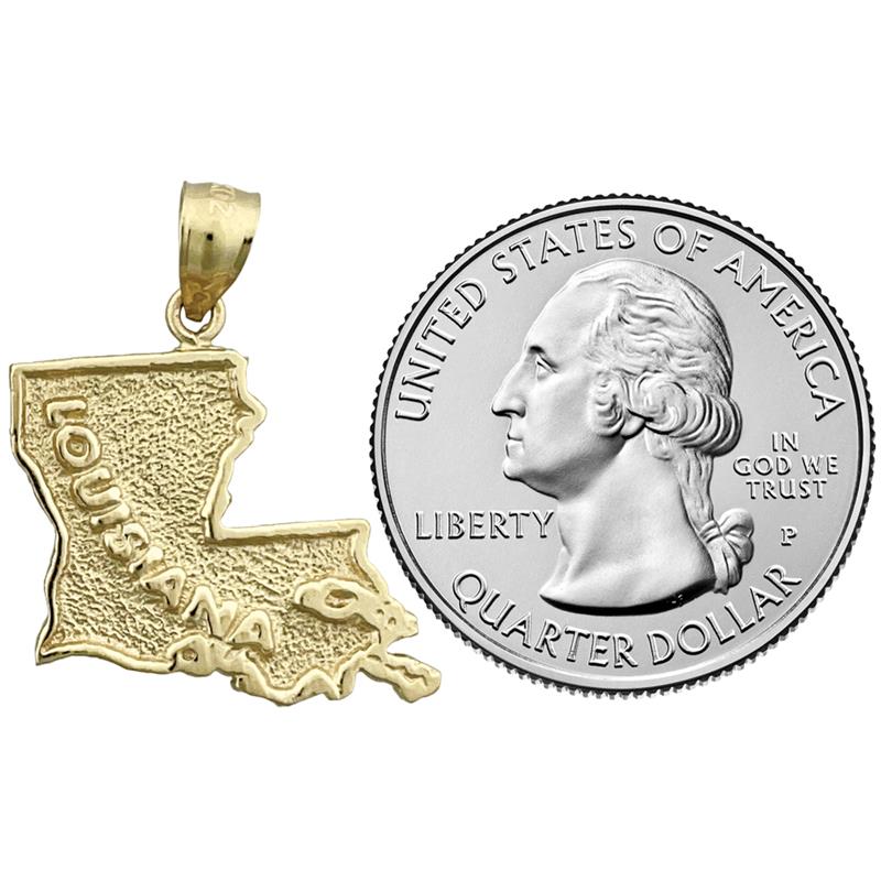 14K Gold Louisiana State Map Pendant