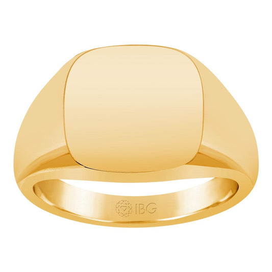14k Yellow Gold 14x14mm Men's Cushion Signet Ring