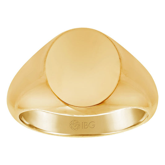 14k Yellow Gold 14x12mm Men's Round Signet Ring