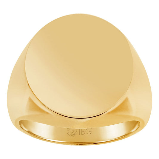 14k Yellow Gold 20x18mm Men's Round Signet Ring