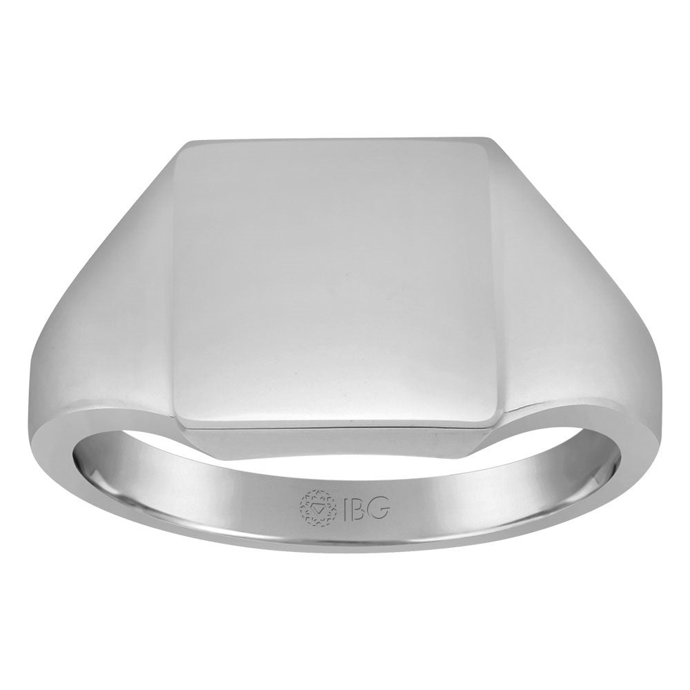 14k White Gold 16x16mm Men's Square Signet Ring