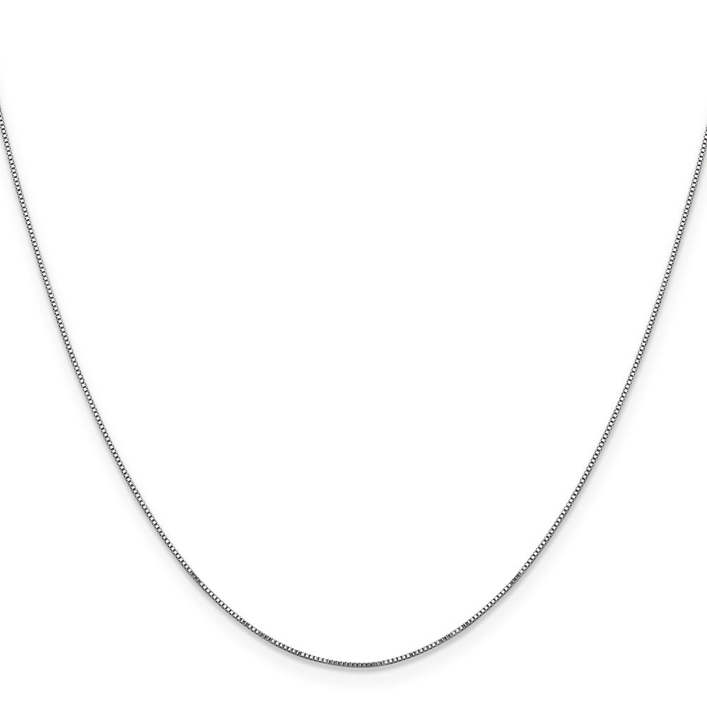 14K White Gold 24 inch Carded .5mm Box Link with Spring Ring Clasp Chain Necklace