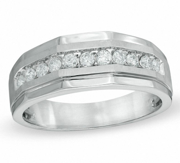 $1870 Men's 1 CT. Diamond Wedding Band Ring in 14K White Gold