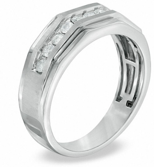 $1870 Men's 1 CT. Diamond Wedding Band Ring in 14K White Gold