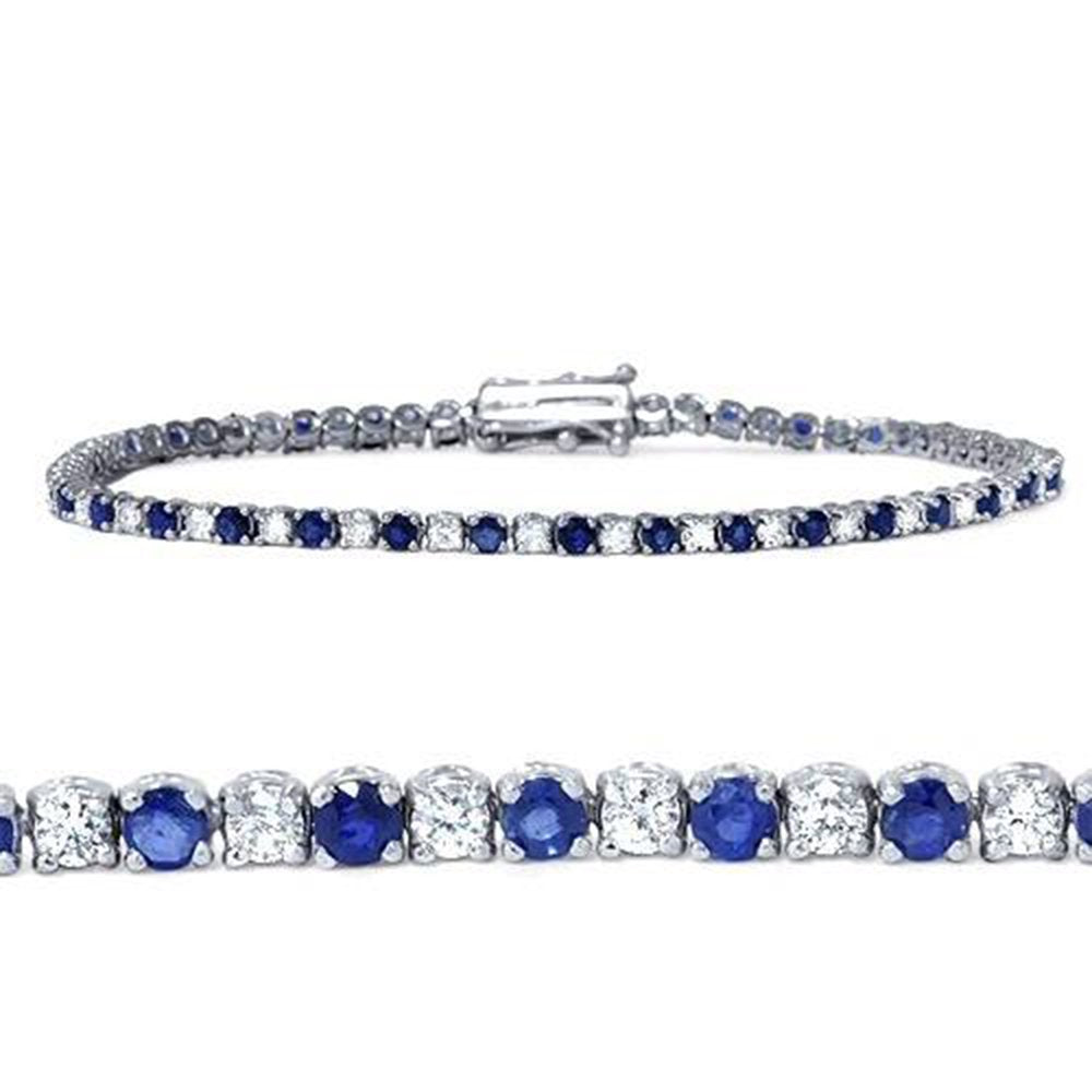 2 ct. tw. Four-Prong Natural Diamond u0026 Sapphire Tennis Bracelet in 14k White Gold