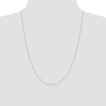 14K White Gold 24 inch Carded .42mm Curb with Spring Ring Clasp Chain Necklace