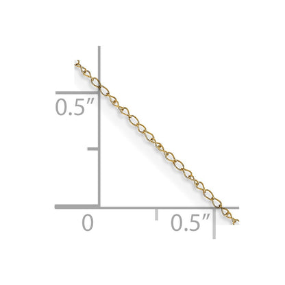 14K Yellow Gold 13 inch Carded .42mm Curb with Spring Ring Clasp Children Necklace Chain Necklace