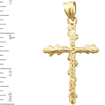 14K Gold 26MM Nugget 3D Cross Pendant
