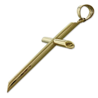 14K Gold 40MM Beveled Cross Pendant