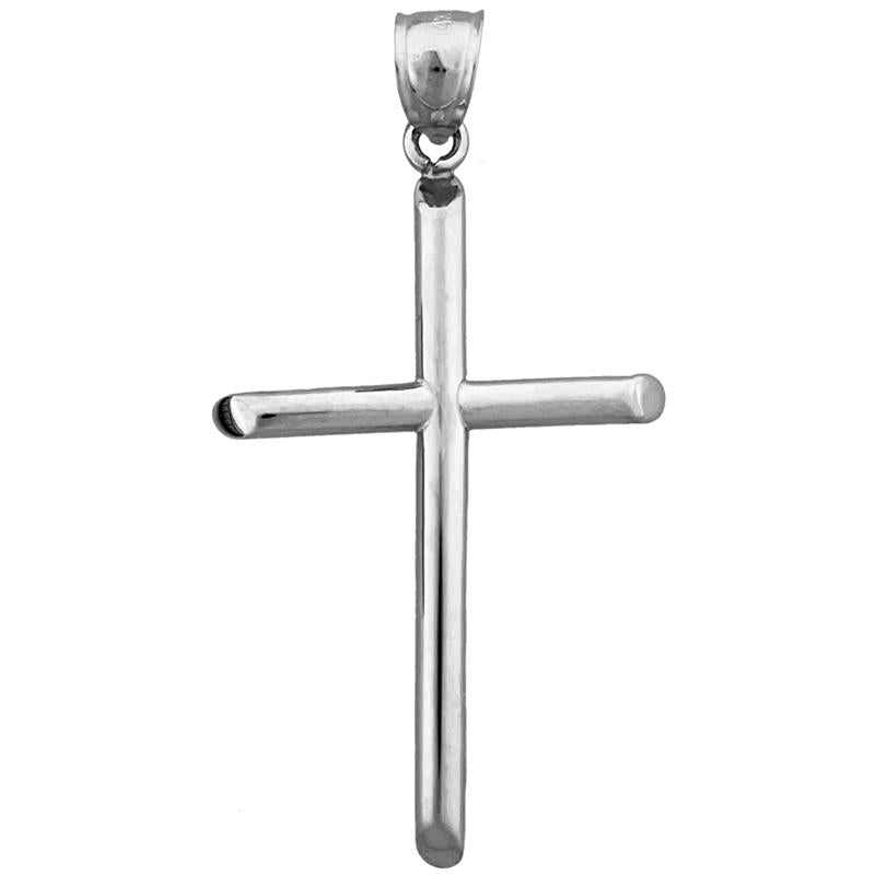 14K Gold 40MM Beveled Cross Pendant