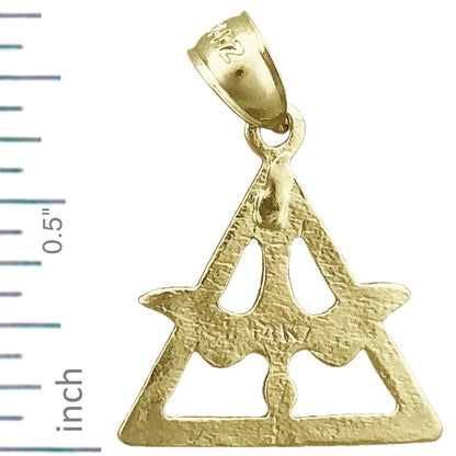 14K Gold Holy Spirit Dove In Trinity Triangle Charm