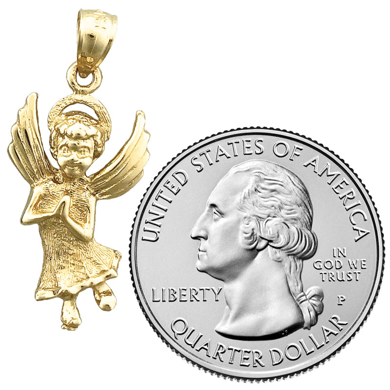 14K Gold Haloed Angel Pendant