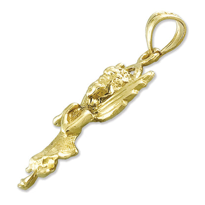 14K Gold Haloed Angel Pendant