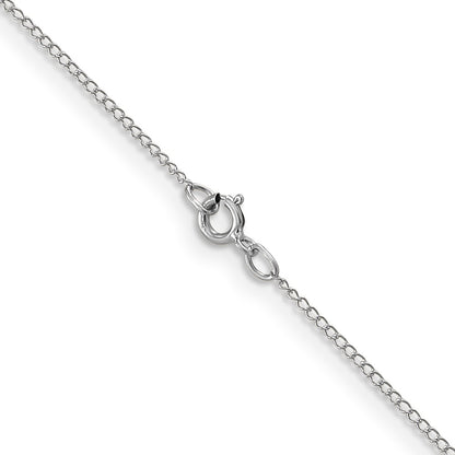 14K White Gold 18 inch Carded .5mm Curb with Spring Ring Clasp Chain Necklace