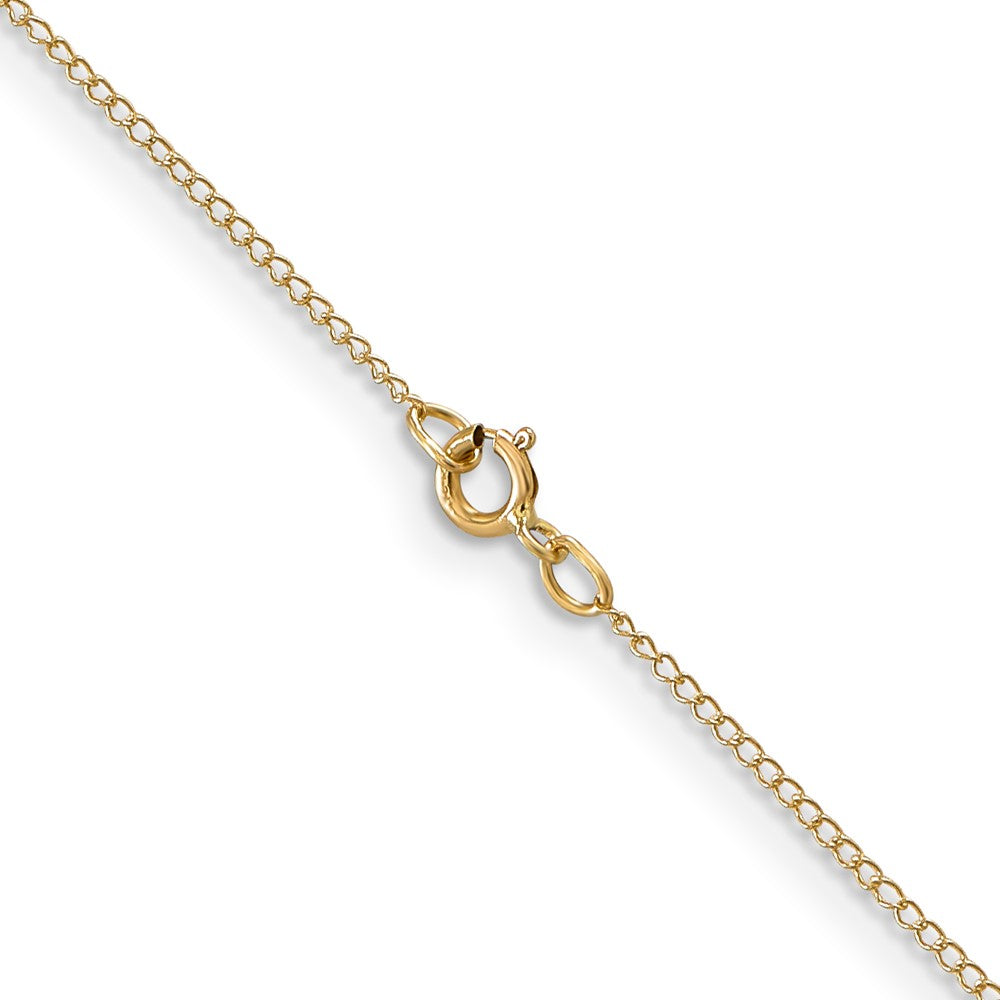 14K Yellow Gold 18 inch Carded .5mm Curb with Spring Ring Clasp Chain Necklace