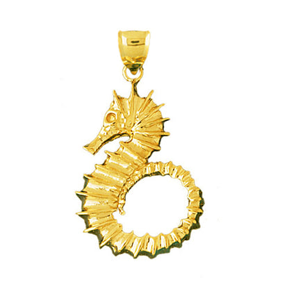 14K Gold Large Seahorse Pendant