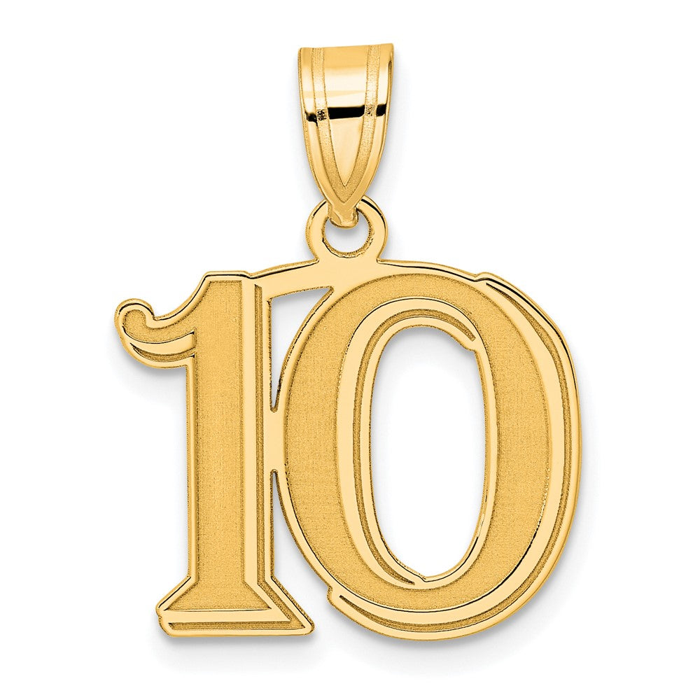 14k Yellow Gold Polished Etched Number 10 Pendant – goldia.com.au