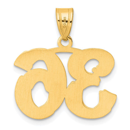 14k Yellow Gold Polished Etched Number 36 Pendant