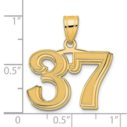 14k Yellow Gold Polished Etched Number 37 Pendant