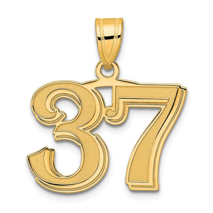14k Yellow Gold Polished Etched Number 37 Pendant