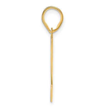 14k Yellow Gold Polished Etched Number 42 Pendant