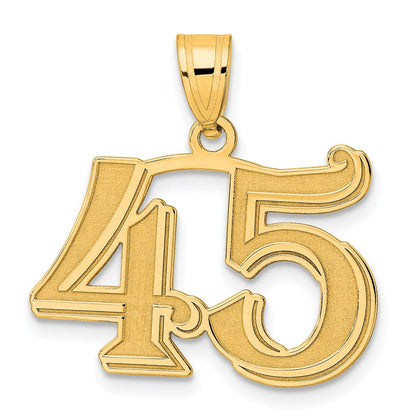 14k Yellow Gold Polished Etched Number 45 Pendant