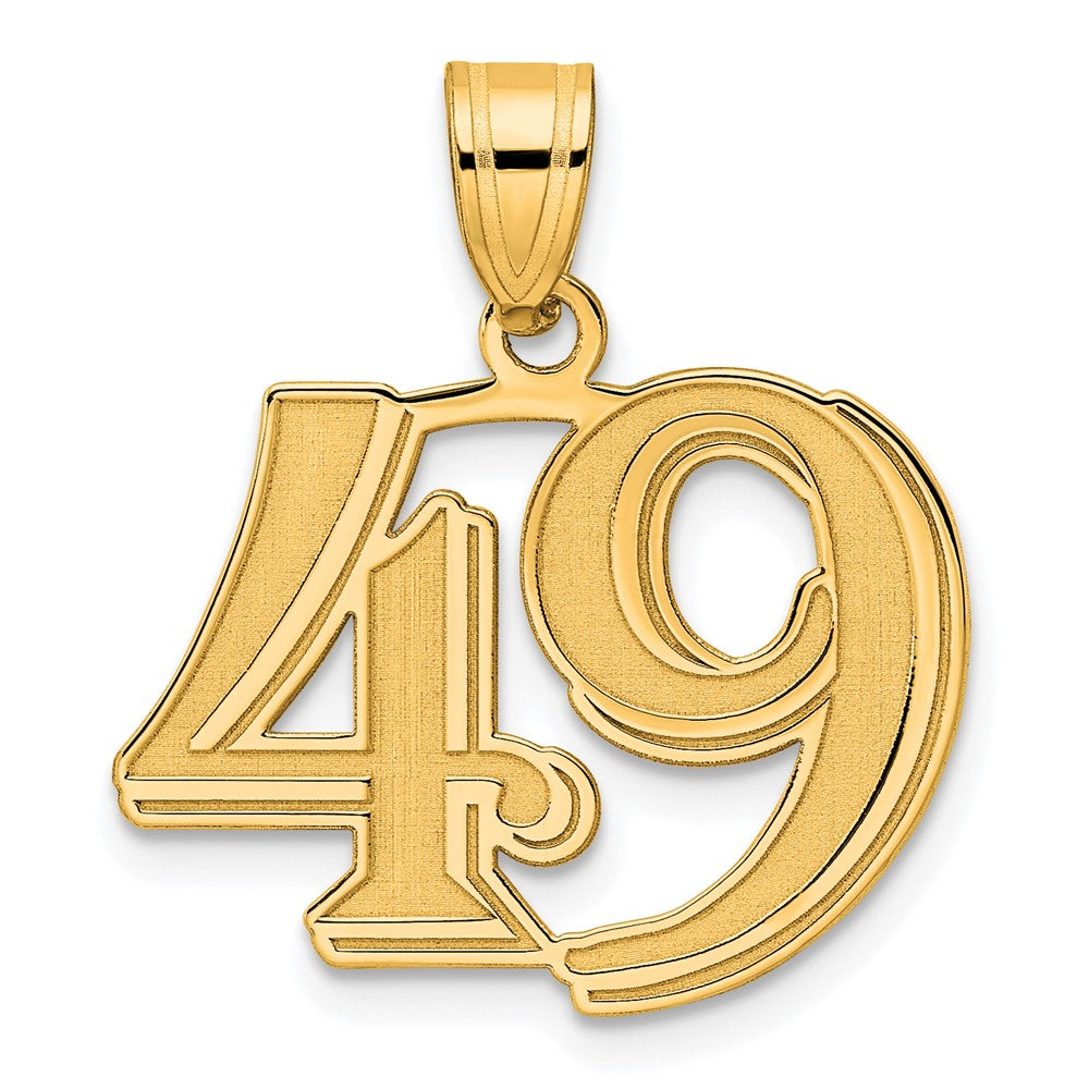 14k Yellow Gold Polished Etched Number 49 Pendant