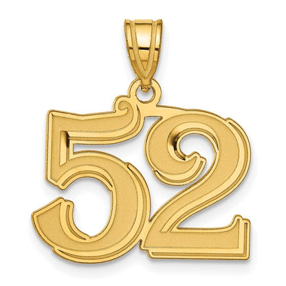 14k Yellow Gold Polished Etched Number 52 Pendant