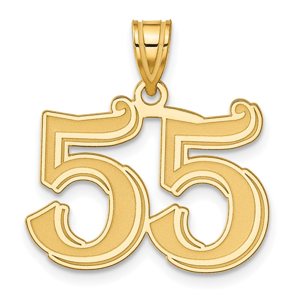 14k Yellow Gold Polished Etched Number 55 Pendant