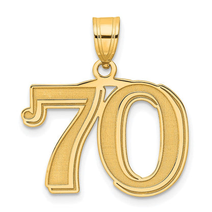 14k Yellow Gold Polished Etched Number 70 Pendant