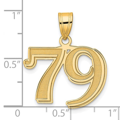 14k Yellow Gold Polished Etched Number 79 Pendant