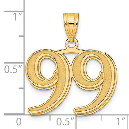 14k Yellow Gold Polished Etched Number 99 Pendant